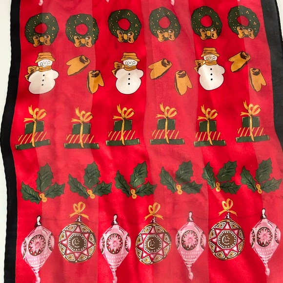 Red Silk Holiday Christmas Scarf - Picture 3 of 3